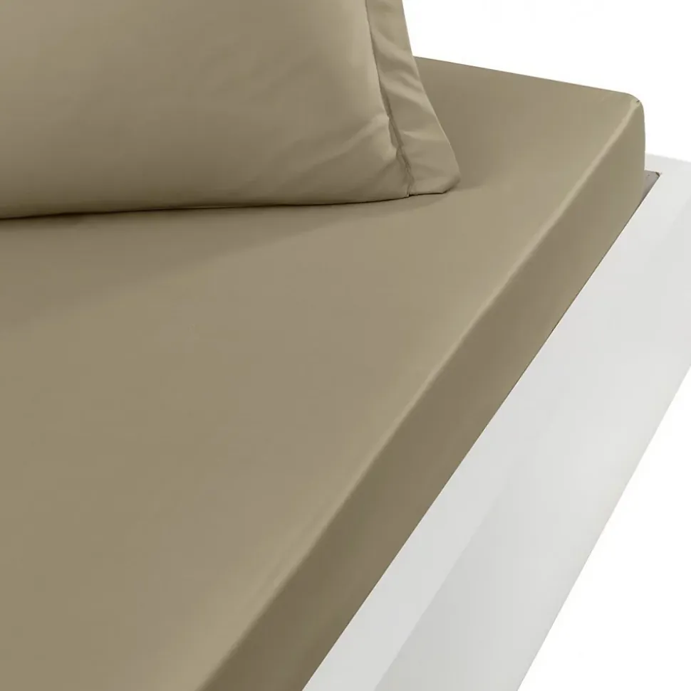 Drap housse en percale de coton bonnet 30 cm Taupe 120x190 cm SOFT PERCALE