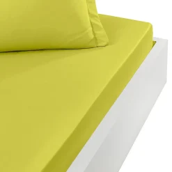 Drap housse en percale de coton bonnet 30 cm Citronelle 80x200 cm SOFT PERCALE