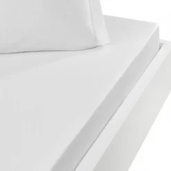 Drap housse en percale de coton bonnet 30 cm Blanc 200x200 cm SOFT PERCALE
