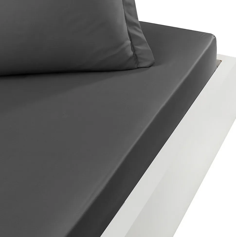Drap housse en percale de coton bonnet 30 cm Anthracite 160x200 cm SOFT PERCALE