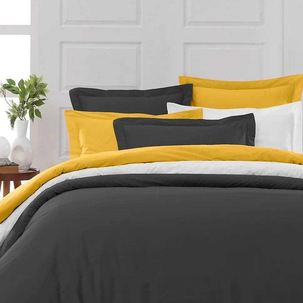 Drap housse en percale de coton bonnet 30 cm Anthracite 160x200 cm SOFT PERCALE