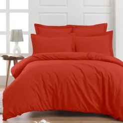 Drap housse en percale de coton bonnet 30 cm Terracota 200x200 cm SOFT PERCALE