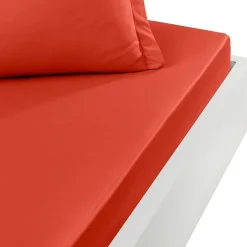 Drap housse en percale de coton bonnet 30 cm Terracota 200x200 cm SOFT PERCALE