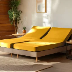 Drap housse en percale de coton pour lit articulé Caramel 160x200 cm SOFT PERCALE