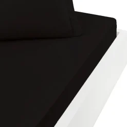 Drap housse en percale de coton bonnet 30 cm Noir 140x200 cm SOFT PERCALE