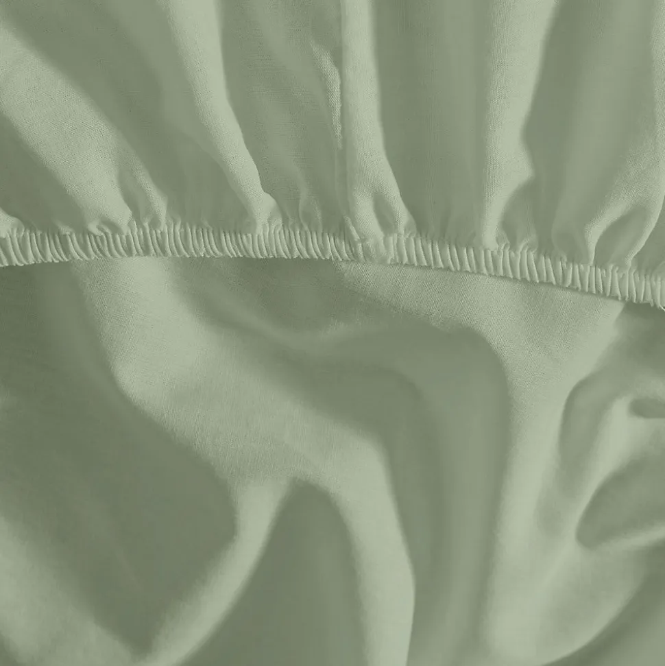 Drap housse en percale de coton pour lit articulé Sauge 140x190 cm SOFT PERCALE