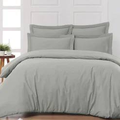 Drap housse en percale de coton bonnet 30 cm Gris Perle 140x200 cm SOFT PERCALE
