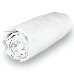 Drap housse en polycoton 160x200 cm PERCALE blanc, par Soleil d'ocre