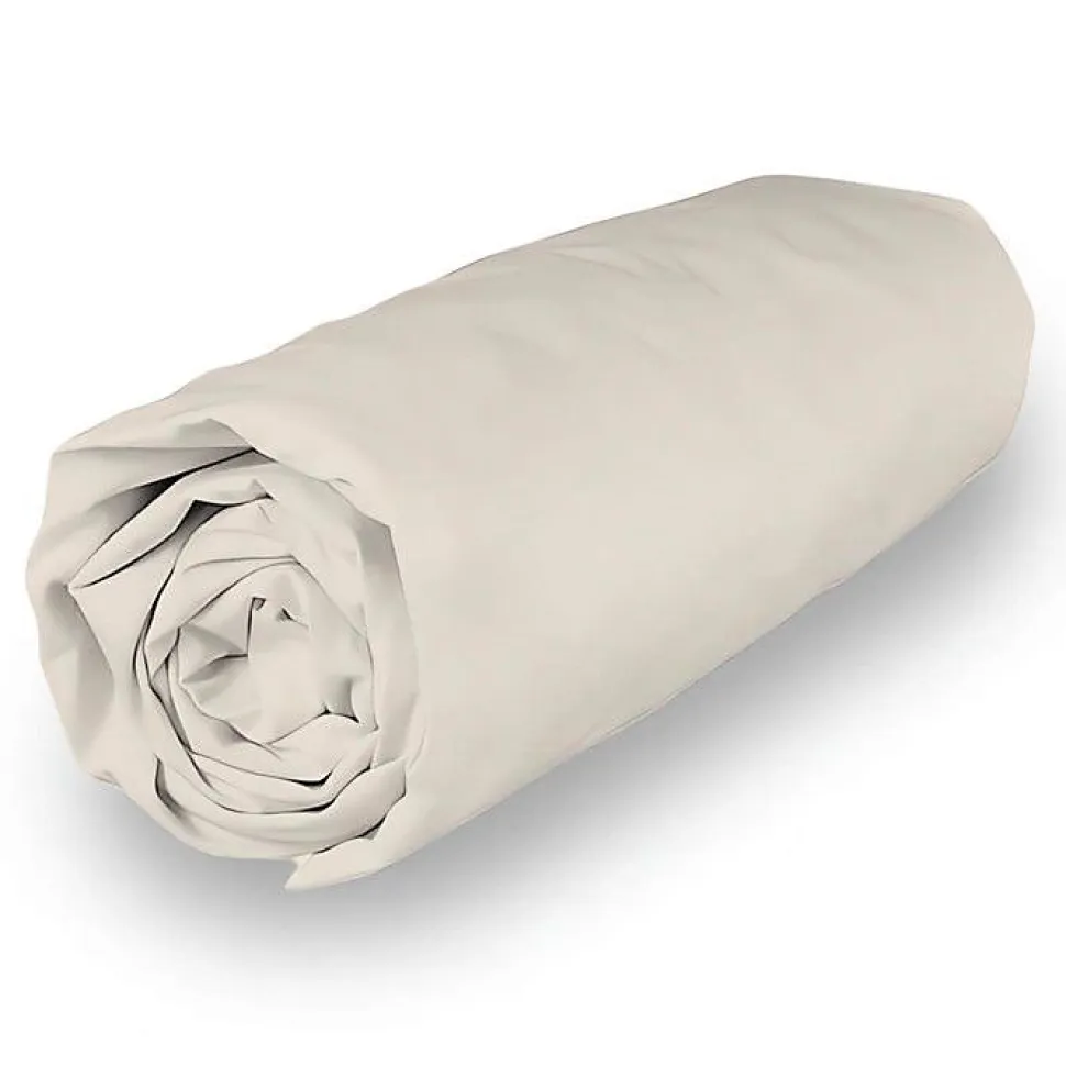 Drap housse en polycoton 160x200 cm PERCALE lin, par Soleil d'ocre