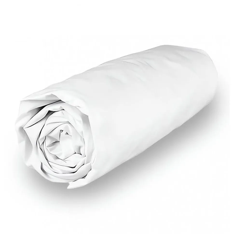 Drap housse en polycoton 90x190 cm PERCALE blanc, par Soleil d'ocre