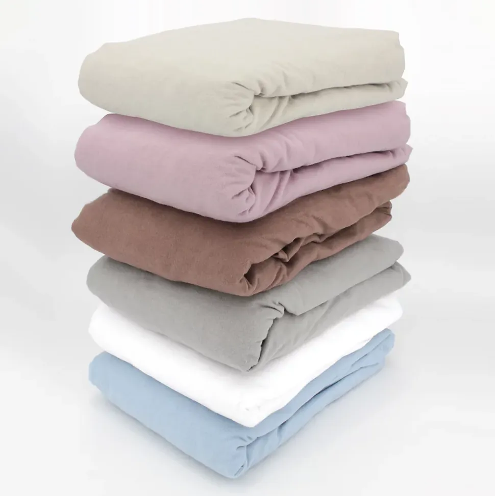 Drap housse flanelle unie 140x190 cm coton WALES rouge Tomette