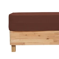 Drap housse Flora gaze de coton marron 140x190cm - Atmosphera