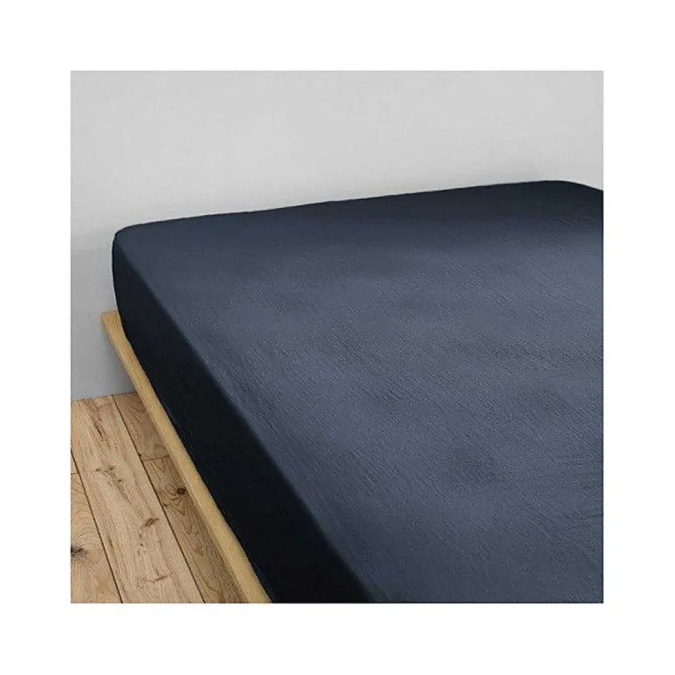 Drap housse "Gaïa" toutes dimensions "Gaze de Coton" l'Effet Papillon - Gaia Minuit - 90 x 200 cm bonnet de 30 cm