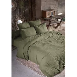 Drap housse "Gaïa" toutes dimensions "Gaze de Coton" - Gaïa Romarin - 200 x 200 cm bonnet de 30 cm