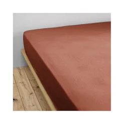 Drap housse "Gaïa" toutes dimensions "Gaze de Coton" l'Effet Papillon - Gaia Terracotta - 90 x 200 cm bonnet de 30 cm