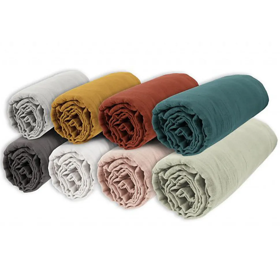Drap housse "Gaïa" toutes dimensions "Gaze de Coton" - Gaïa Pampa - 200 x 200 cm bonnet de 30 cm