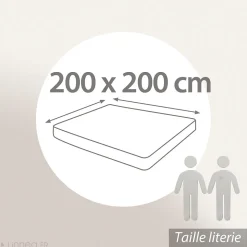 Drap housse imprimé 200x200 cm bonnet 30 cm satin de coton ENZO bleu