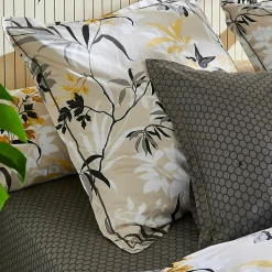 Drap housse imprimé 200x200 cm percale de coton ASIA gris Anthracite Bonnet 40 cm