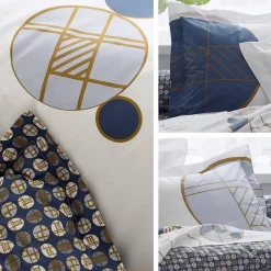 Drap housse imprimé 90x200 cm percale de coton ROMEO bleu Baltique Bonnet 40 cm