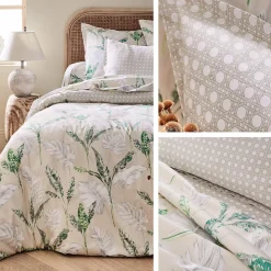 Drap housse imprimé 200x200 cm satin de coton VOYAGE Lin Bonnet 30 cm