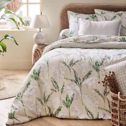 Drap housse imprimé 200x200 cm satin de coton VOYAGE Lin Bonnet 30 cm