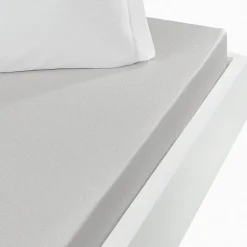 Drap housse jersey coton peigné extensible bonnet 30 cm Gris Perle 90x200 cm MANHATTAN