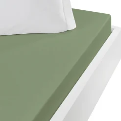 Drap housse jersey coton peigné extensible bonnet 30 cm Sauge 180x200 cm MANHATTAN