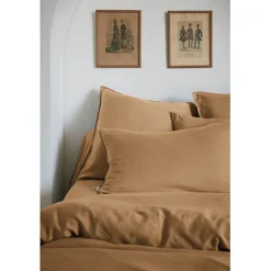 Drap housse "Lysandre" toutes dimensions "Lyocel" L'effet Papillon - Lysandre Camel - 180 x 200 cm bonnet de 30 cm