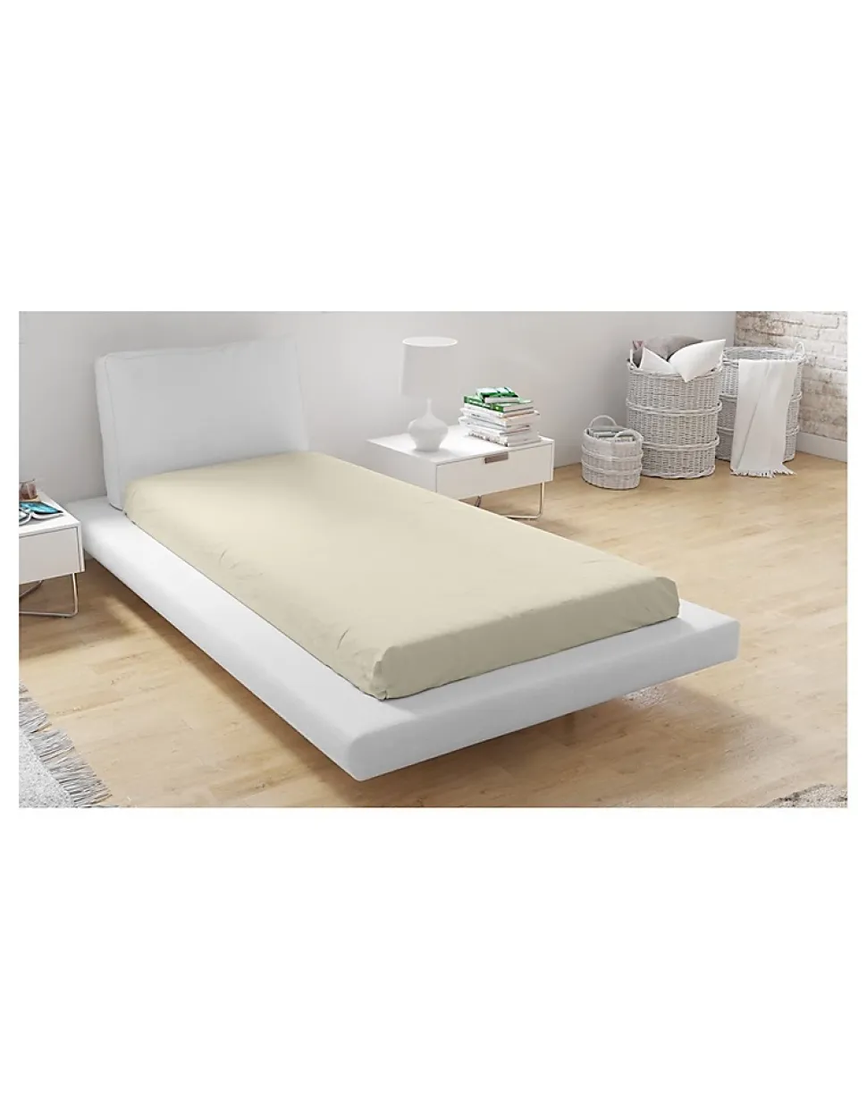 Drap Housse Microfibre Beige - 140x190cm