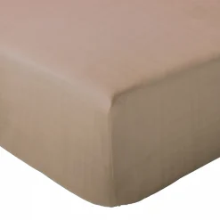 Drap housse MILOS mousseline de coton 140x200 cm bonnet 30 cm uni marron camel
