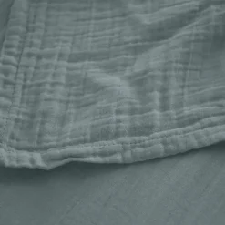 Drap housse MILOS mousseline de coton 140x200 cm bonnet 30 cm uni vert lichen