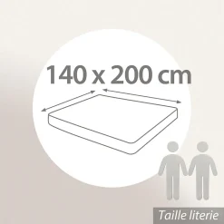 Drap housse MILOS mousseline de coton 140x200 cm bonnet 30 cm uni vert lichen