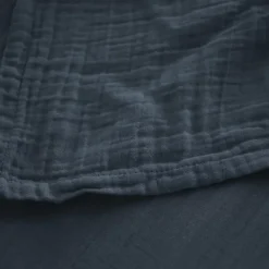 Drap housse MILOS mousseline de coton 180x200 cm bonnet 30 cm uni noir granit