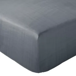 Drap housse MILOS mousseline de coton 180x200 cm bonnet 30 cm uni noir granit
