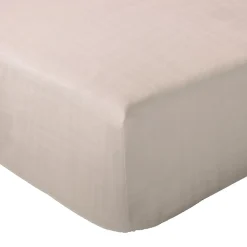 Drap housse MILOS mousseline de coton 140x200 cm bonnet 30 cm uni beige naturel