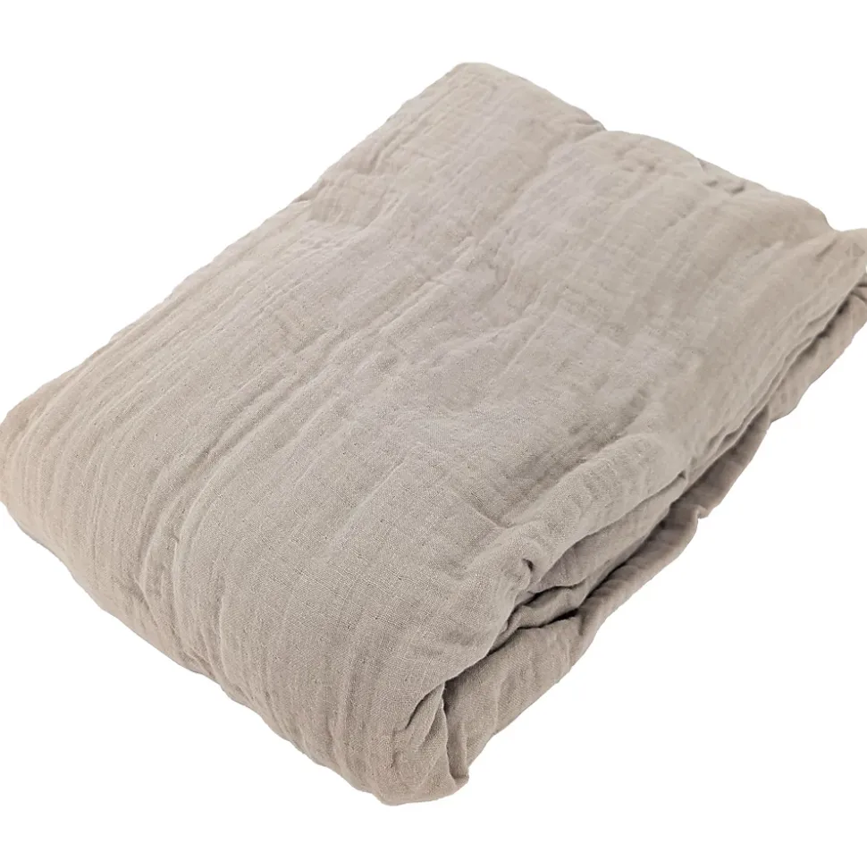 Drap housse MILOS mousseline de coton 140x200 cm bonnet 30 cm uni beige naturel
