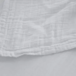 Drap housse MILOS mousseline de coton 140x200 cm bonnet 30 cm uni blanc neige