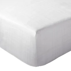 Drap housse MILOS mousseline de coton 140x200 cm bonnet 30 cm uni blanc neige
