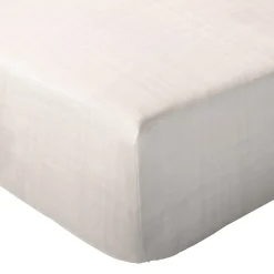 Drap housse MILOS mousseline de coton 180x200 cm bonnet 30 cm uni beige ficelle