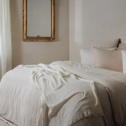 Drap housse MILOS mousseline de coton 180x200 cm bonnet 30 cm uni beige ficelle