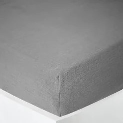 Drap housse "Noah" toutes dimensions "Gaze de Coton" - Noah Ardoise - 90 x 190 cm bonnet de 30 cm