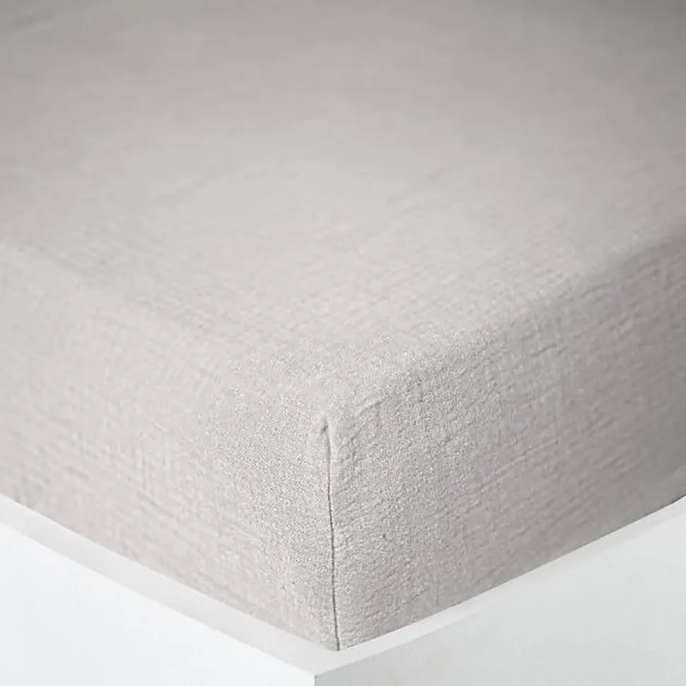 Drap housse "Noah" toutes dimensions "Gaze de Coton" - Noah Perle - 90 x 190 cm bonnet de 30 cm