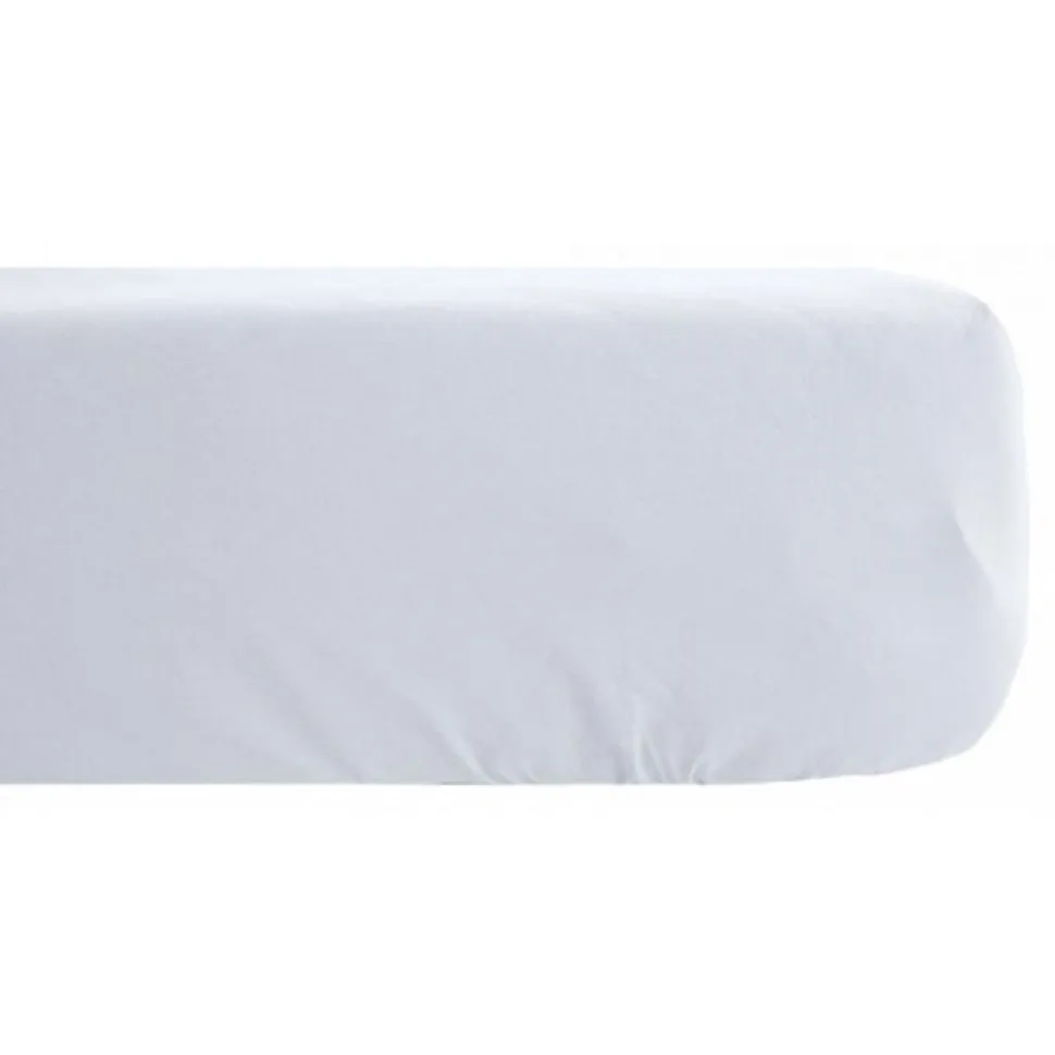Drap housse Palace pur coton teint lavé 63 fils/cm² Vent du sud - Palace Neige - 140 x 190 cm bonnet de 35 cm