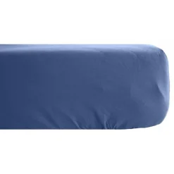 Drap housse Palace pur coton teint lavé 63 fils/cm² Vent du sud - Palace Indigo - 180 x 200 cm bonnet de 35 cm