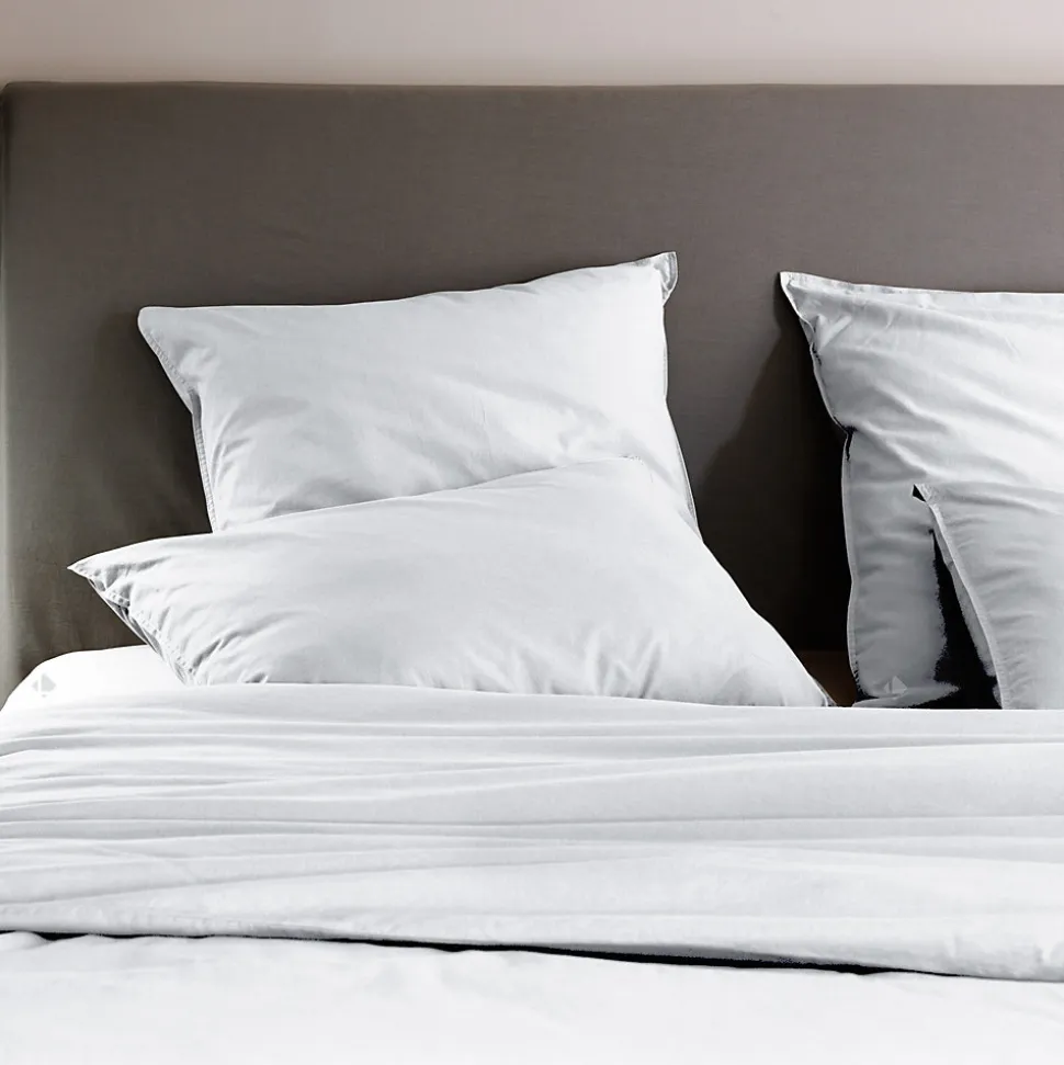 Drap housse PALACE pur coton lavé 90x190 cm bonnet 30 cm uni blanc neige