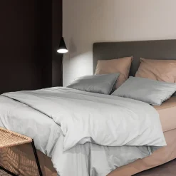 Drap housse PALACE pur coton lavé 90x190 cm bonnet 30 cm uni blanc neige