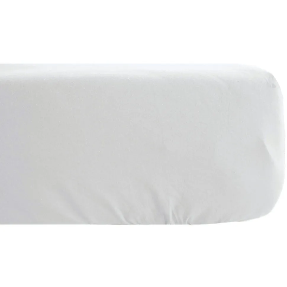 Drap housse PALACE pur coton lavé 90x190 cm bonnet 30 cm uni blanc neige