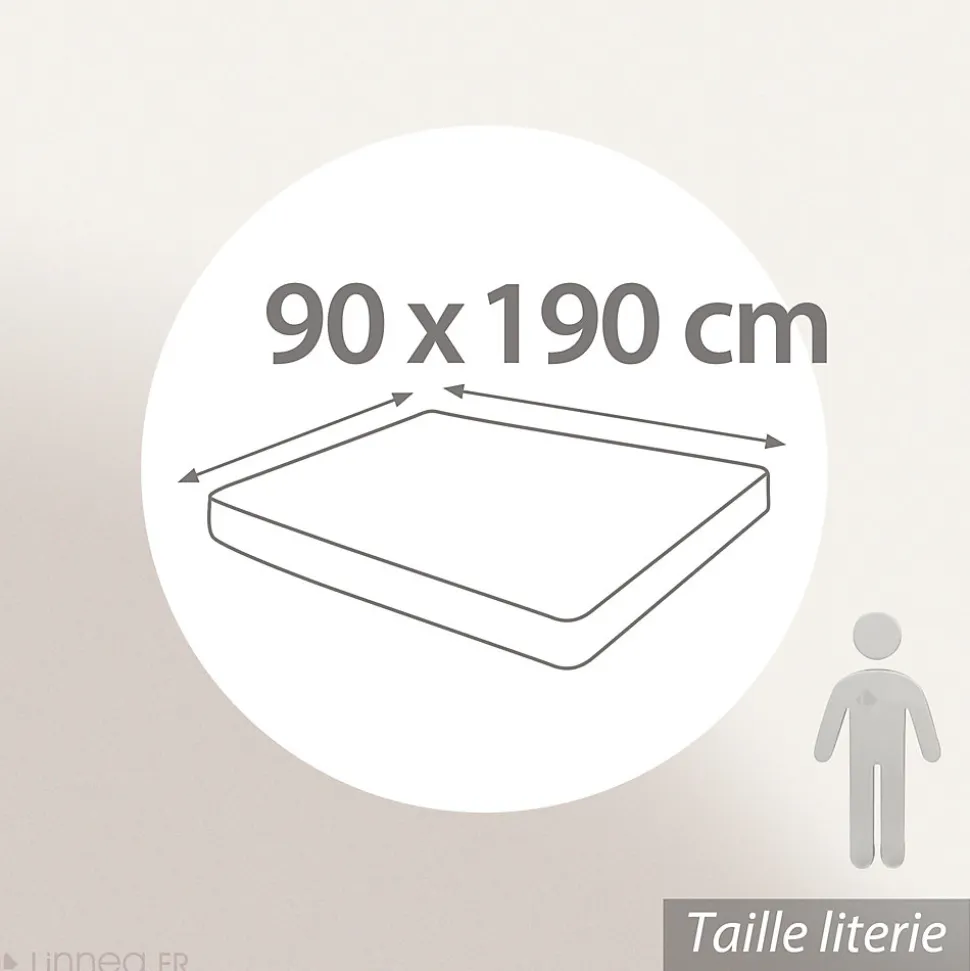 Drap housse PALACE pur coton lavé 90x190 cm bonnet 30 cm uni blanc neige