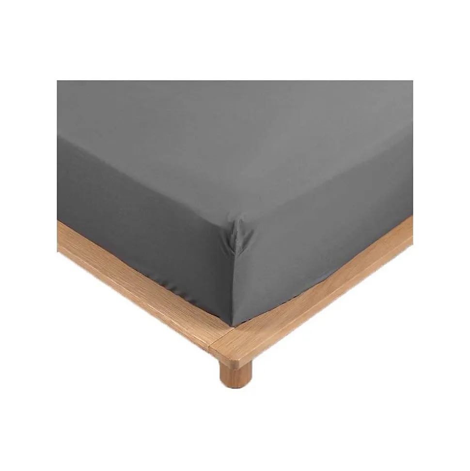 Drap Housse Percale Bonnet 30 Cm 190x140cm anthracite