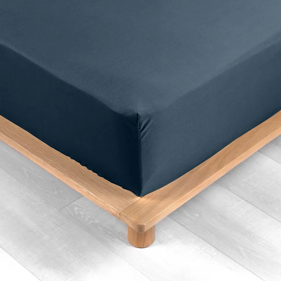 Drap Housse Percale Bonnet 30 Cm 190x90cm bleu